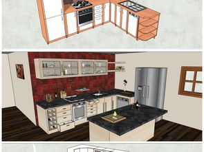 精品室内家具整体橱柜设计厨房用品橱柜厨房用品SU模型图下载 图片48.17MB 家居空间库 SU模型